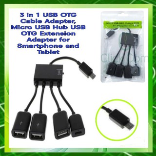 4 in 1 USB OTG Cable Adapter, Micro USB Hub USB OTG Extension Adapter for Smartphone and Tablet