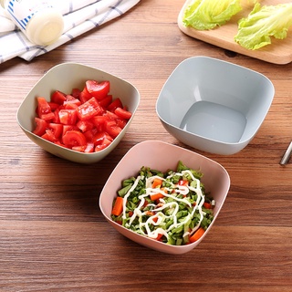 【AG】Square Bowl Unbreakable Multifunctional Plastic Eco-friendly Salad Fruit Bowl for Kitchen