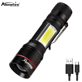 Alonefire X26 ไฟฉาย LED ขนาดเล็ก กันน้ํา ซูม Usb แบบพกพา ไฟฉายซัง สําหรับไฟบ้าน