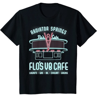 เสื้อยืดผ้าฝ้ายพรีเมี่ยม เสื้อยืด พิมพ์ลายกราฟิก Disney Pixar Cars Flos V8 Cafe สําหรับผู้ชาย