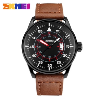 SKMEI Men Quartz Watches 50M Waterproof Genuine Leather Wristwatches Man Relogio Masculino Fashion Casual Watch 9113