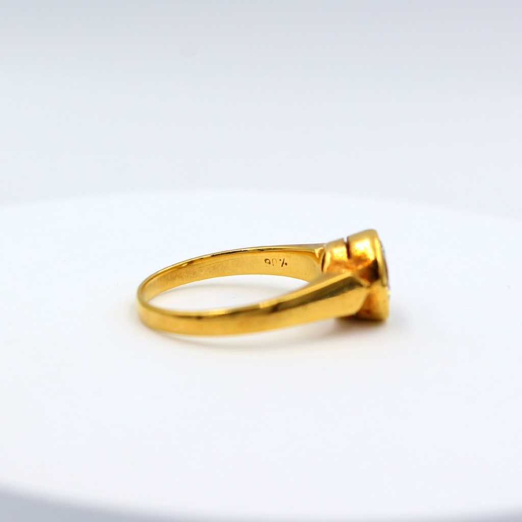 แหวนทองแท้-หลุดจำนำ-size-54-แหวนพลอยขาว-ทองคำแท้-18k