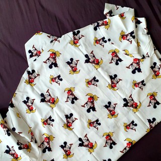 BWM008 Mickey Mouse Louis เสื้อเชิ้ตคอปก ไม่มีกระเป๋า ผ้าไหมอิตาลีใส่สบาย