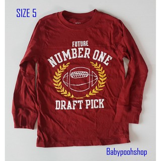 Carters : เสื้อยืดแขนยาว สีแดงเลือดหมู *** 150 ฿ size : 5T