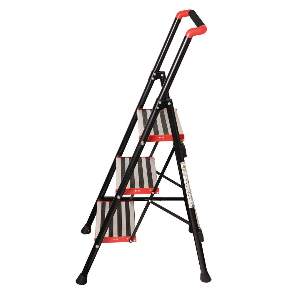ladder-with-bar-a-frame-bafen-3-step-red-black-บันไดอะลูมิเนียมพร้อมมือจับbafen-3-ขั้น-สีดำ-สีแดง-บันไดสเต็ป-บันได-เครื่