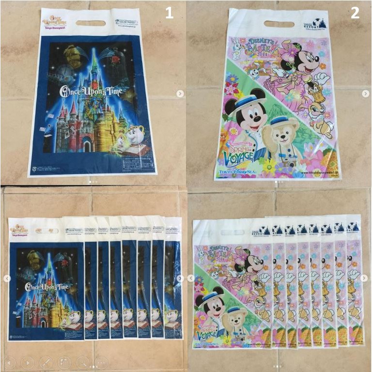 ถุงพลาสติก-ถุง-tokyo-disneyland-ลาย-mickey-mouse-donald-duck-ของแท้-สวยมาก-สภาพสวย-มีลายของแบรนด์-ถุงเรียบ-สวยหรู