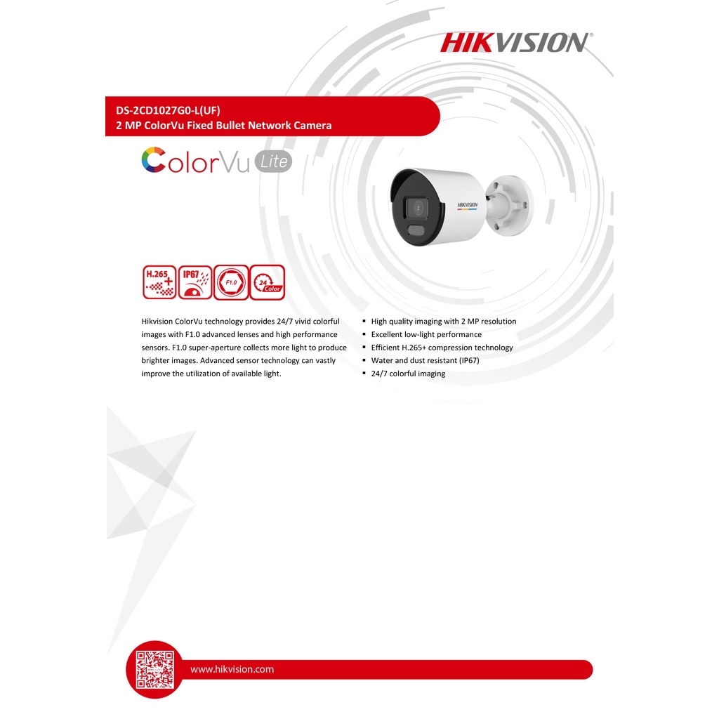 hikvision-กล้องวงจรปิดระบบ-ip-colorvu-2mp-ds-2cd1027g2-luf-ภาพเป็นสี24ชม-มีไมค์ในตัว