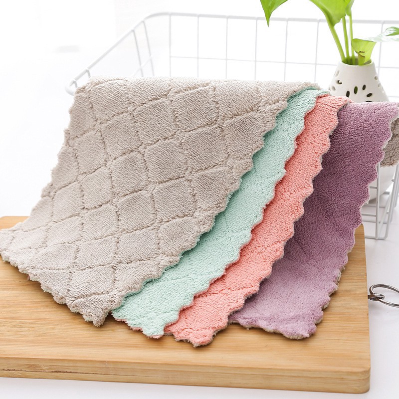 ภาพหน้าปกสินค้าCoral Fleece Towel, Bathroom Absorbent Towel, Kitchen Hand Wiping Tool