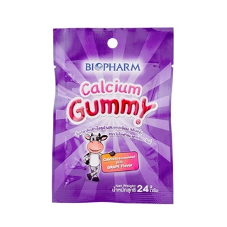 Biopharm Gummy Calcium ไบโอฟาร์ม กัมมี่ ผสม แคลเซียม รสองุ่น ขนาด 60 กรัม จำนวน 1 ซอง 02611