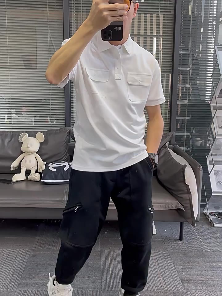 เสื้อโปโลแขนสั้น-ผ้าฝ้าย-100-ระบายอากาศได้ดี-สไตล์เกาหลี-สําหรับผู้ชาย