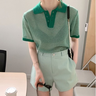 เสื้อกันหนาว แขนสั้น ผ้าถัก ระบายอากาศได้ดี สีขาว แฟชั่นฤดูร้อน สําหรับผู้หญิง