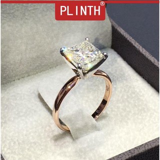 PLINTH แหวนเงินแท้ 925 หัวใจและลูกศรเจ้าหญิงสแควร์ไดมอนด์โรส509