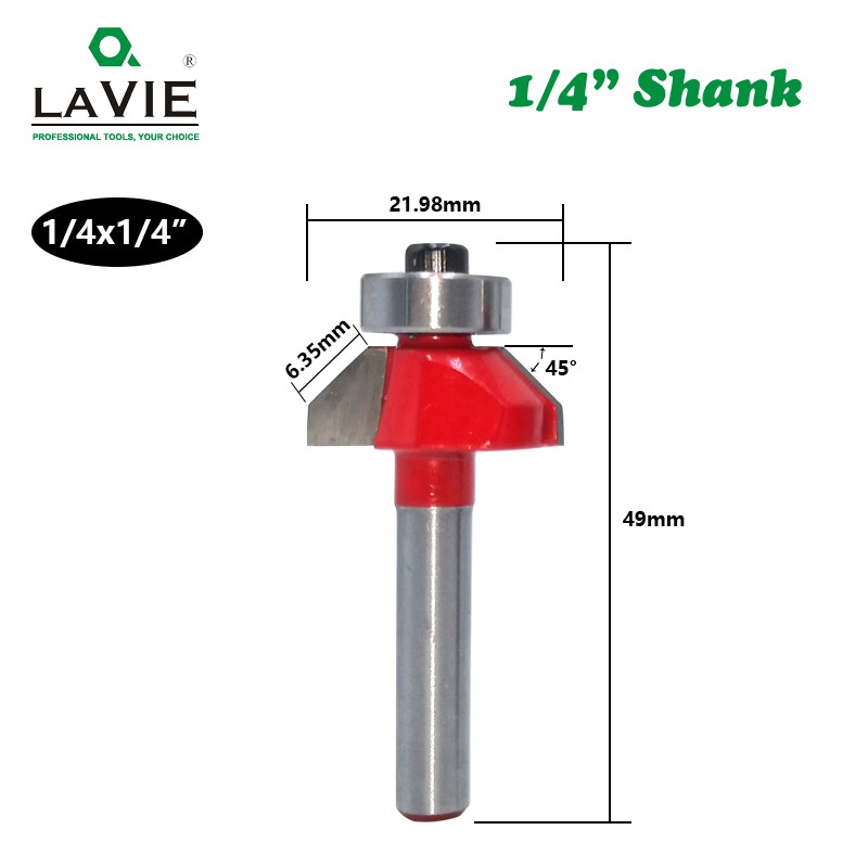 1 PC 1/4 นิ้ว Shank 45 องศา Chamfer Router Bit Edge Forming Bevel งาน ...