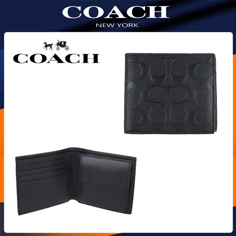 ภาพหน้าปกสินค้าพร้อมส่ง COACH 75363 กระเป๋าสตางค์ผู้ชาย กระเป๋าใส่เหรียญแบบสั้น กระเป๋าสตางค์ผู้ชายแฟชั่น ลายนูน กระเป๋าใส่เหรีย จากร้าน kk606 บน Shopee