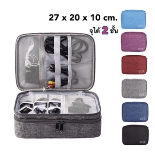 สินค้า พร้อมส่ง 🎀 กระเป๋าเก็บอุปกรณ์มือถือ โน๊ตบุ๊ค หูฟัง ( 99 บาท ) มี 6 สีค่ะ กันน้ำ กันฝุ่น ขนาดใหญ่ 25 X  19 X 10 CM.