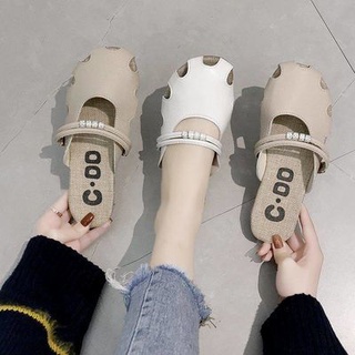 🔥Hot Sale /22523 Baotou Halfรองเท้าแตะผู้หญิง2022นักเรียนใหม่สวมด้านนอกสวมรองเท้าส้นแบนผู้หญิง