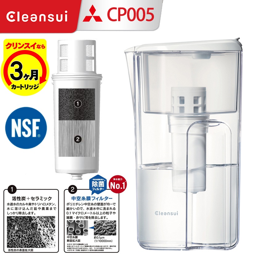 mitsubishi-cleansui-cp005-water-purifier-water-bottle-kettle-ไส้กรองน้ำ-เหยือกกรองน้ำ-เหยือกกรองน้ำอัลคาไลน์-ใส้กรอง