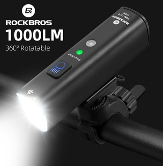 Rockbros ไฟฉาย LED 1000 ลูเมน ตรวจจับการสั่นสะเทือน อุปกรณ์เสริม สําหรับจักรยานเสือภูเขา