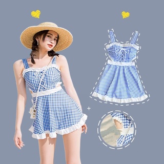 🌺ชุดว่ายน้ำสาวอวบ,ใหม่,เวอร์ชั่นเกาหลี,เด็กสาว,เซ็กซี่,ป้องกันแสงแดด,สปา,มันดูทันสมัยและน่าสนใจมาก,ชุดว่ายน้ำ