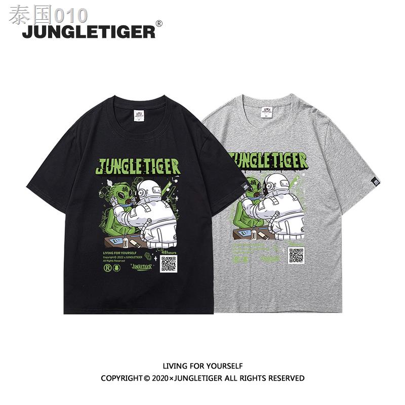 roundคอลูกเรือneck010เสื้อยืดแขนสั้นพิมพ์ลาย-jungle-tiger-สำหรับผู้ชาย-4xl