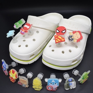 เข็มกลัด รูปซูเปอร์ฮีโร่น่ารัก สีสันสดใส สําหรับตกแต่งรองเท้า Crocs Jibbitz DIY