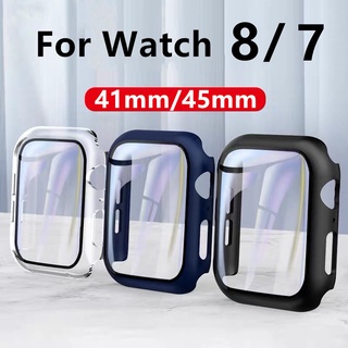 เช็ครีวิวสินค้าเคสสำหรับแอป--เปิน iwatch series 7 เคส Watch 7 41mm/45mmสายนาฬิกา PC+Glass สายสำหรับ watch 7 เคสแอปเปิ้ลวอช