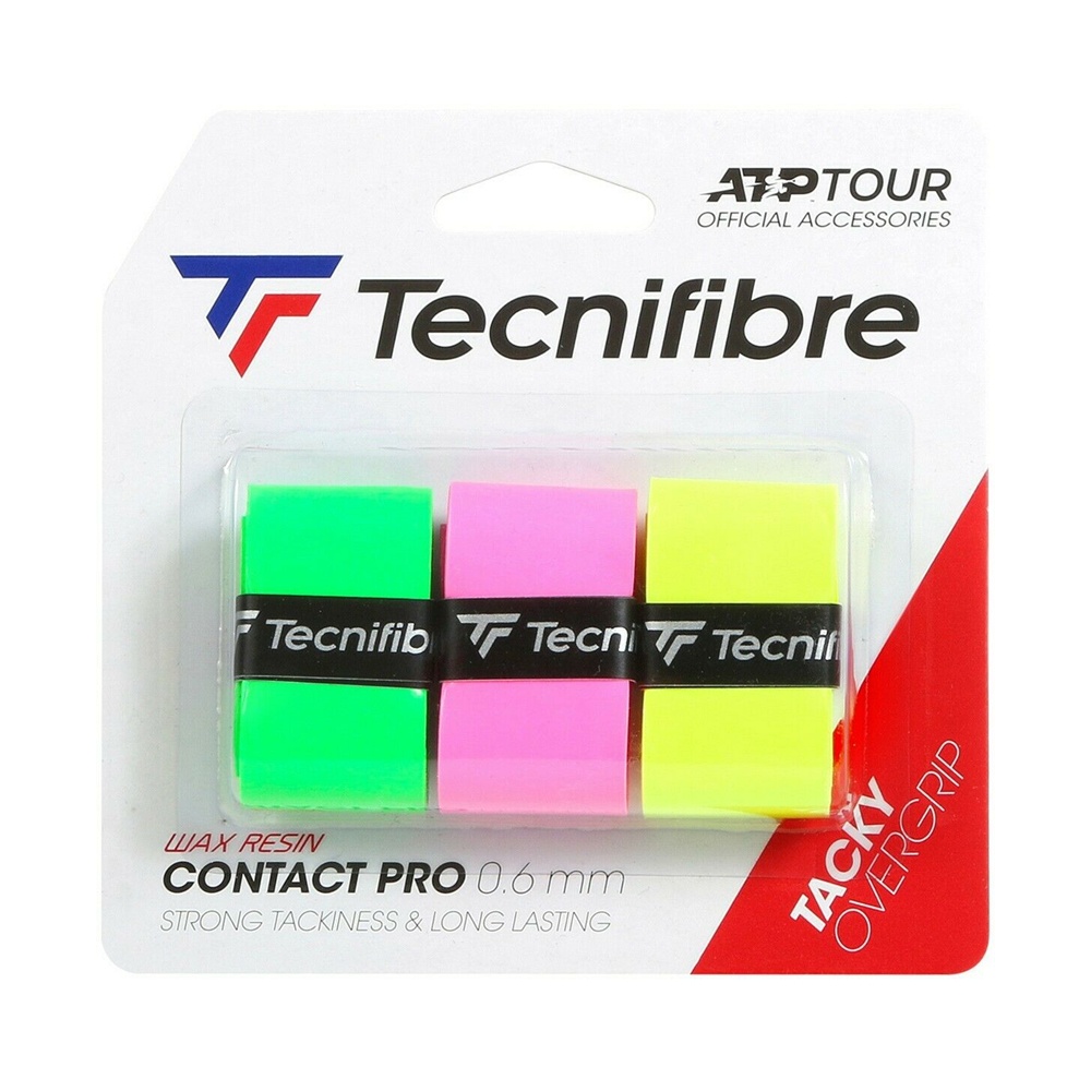 tecnifibre-เทปพันด้าม-กริ๊ปพันด้ามไม้เทนนิส-contact-pro-x3-overgrips-tape-racket-tennis-green-pink-yellow-52atpcoass