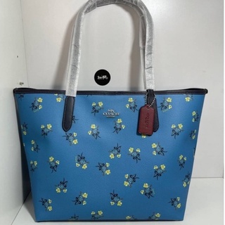 🎀 (สด-ผ่อน) กระเป๋า สีฟ้าลายดอก COACH C7273 TOTE CITY TOTE WITH FLORAL BOW PRINT