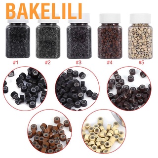 Bakelili  แหวนซิลิโคนสำหรับต่อผม 5 สี 500 ชิ้น / ขวด