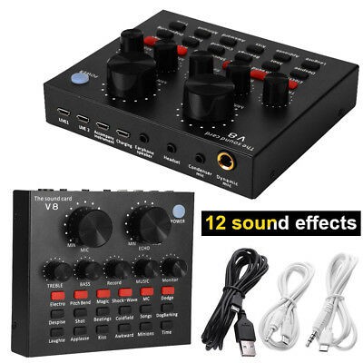 ขายดีที่สุด-พร้อมจัดส่ง-ซาว์นการ์ดแปลงสัญญาณเสียง-v8-live-stream-audio-interface-external-audio-mixing-sound-card