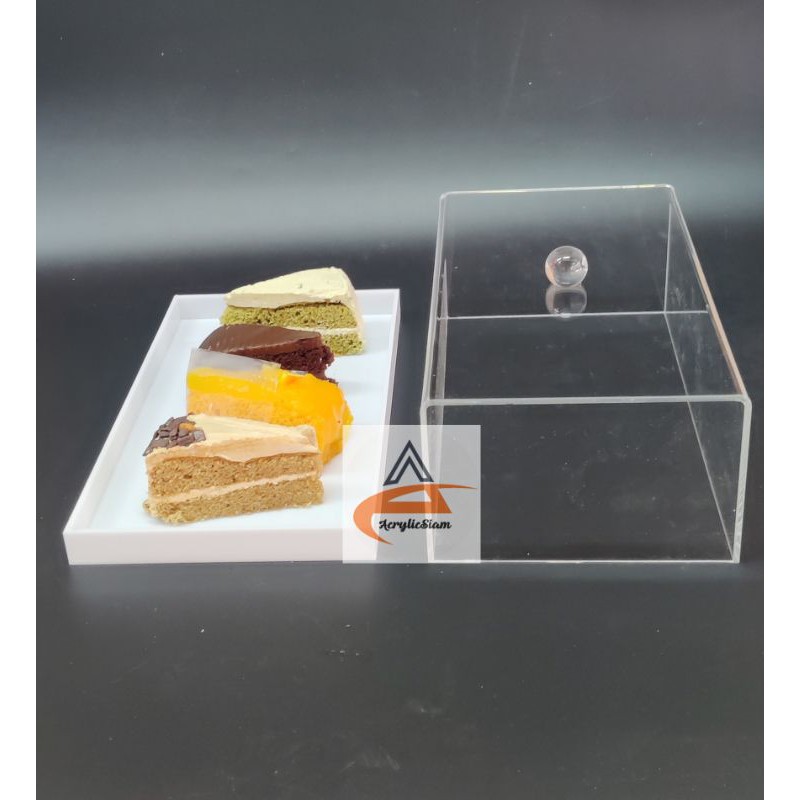 ภาพสินค้ากล่องครอบเค้กอะคริลิค กล่องครอบเบเกอรี่ กล่องครอบขนม ฐานสีขาว ครอบขนมเพื่อป้องกันขนมโดนลมแล้วแข็ง จากร้าน acrylicsiam บน Shopee ภาพที่ 6