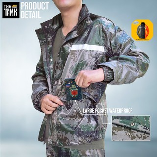 acu army raincoat แจ็คเก็ตพร้อมกางเกงกันฝนแนวทหารพราง สี เทาเขียวดิจิตอล กันทุกจุด ผ้าหนา ใช้งานได้จริง