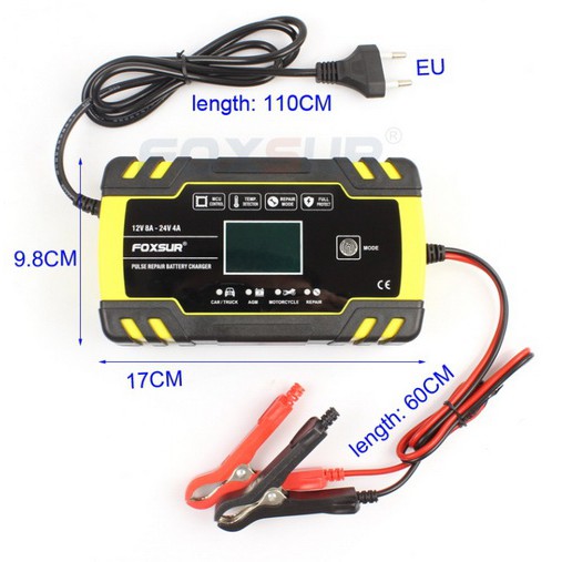 foxsur-fbc122408d-car-battery-charger-เครื่องชาร์จแบตเตอรี่อัจฉริยะ-pulse-repair-charger-เครื่องชาร์จแบตเตอรี่-12v-24v
