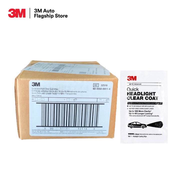 3M (1กล่อง/40ซอง) แผ่นเช็ดเลนส์ใส สำหรับคู่โคมไฟหน้า Quick Headlight