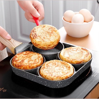 ☑☢Four-hole Frying Pot Pan Thickened Omelet Pan Non-stick Egg Pancake Steak Pan Cooking Egg Ham Pans Breakfast Maker Coo