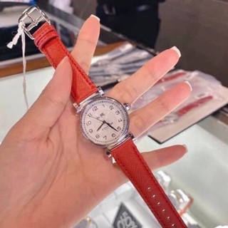 (ผ่อน0%) นาฬิกา COACH Womens Madison Fashion Watch Quartz Mineral Crystal สายหนังสีแดง