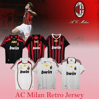 เสื้อกีฬาแขนสั้น ลายทีมชาติฟุตบอลชั้นนํา AC Milan 06 07 07 08 09 10 คุณภาพสูง สไตล์เรโทร สําหรับผู้ชาย ไซซ์ S - 2XL