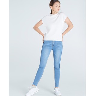 Cc jeans 016 [S-5XL] กางเกงยีนส์ผู้หญิงแฟชั่น เอวสูงยืด ทรงเดฟ ปลายขารุ๋ย แถบข้าง กางเกงผู้หญิง