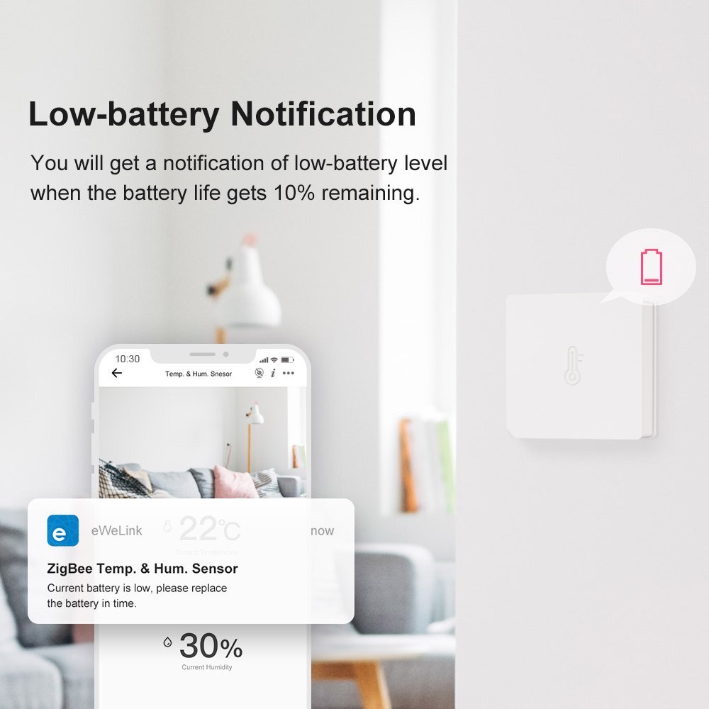 sonoff-snzb-02-zigbee-เซนเซอร์วัดอุณหภูมิและความชื้น-ดูออนไลน์ผ่านแอป-ewelink-แชร์ได้หลายคน-zigbee-bridge