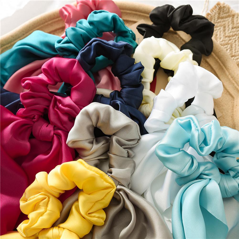 diy-bow-streamers-hair-scrunchies-solid-color-silky-satin-horsetail-hair-ties