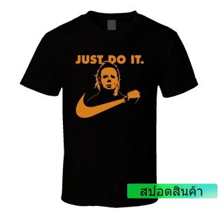 เสื้อยืดลําลอง แขนสั้น พิมพ์ลาย Just Do It เหมาะกับวันฮาโลวีน สําหรับผู้ชาย