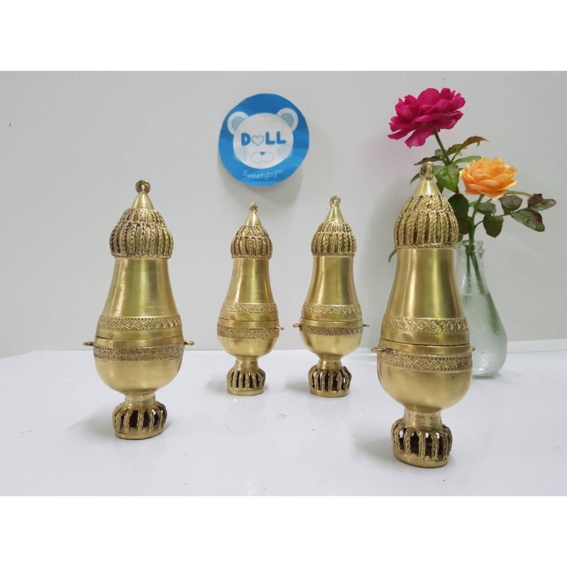 brass-byfa-b1021-เต้าปูน-บอกปูน-เต้าปูนแบบเขมร-ฝีมืvครูช่างบ้านปะอาว-ขนาด-สูง6-6-5นิ้ว-งานแตกต่างกันทุกรอบ