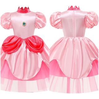 Toitaly Princess Peach Toadstool Dress Costume for Girls Cosplay Princess Peach Costume Outfit Halloween Fancy Dress