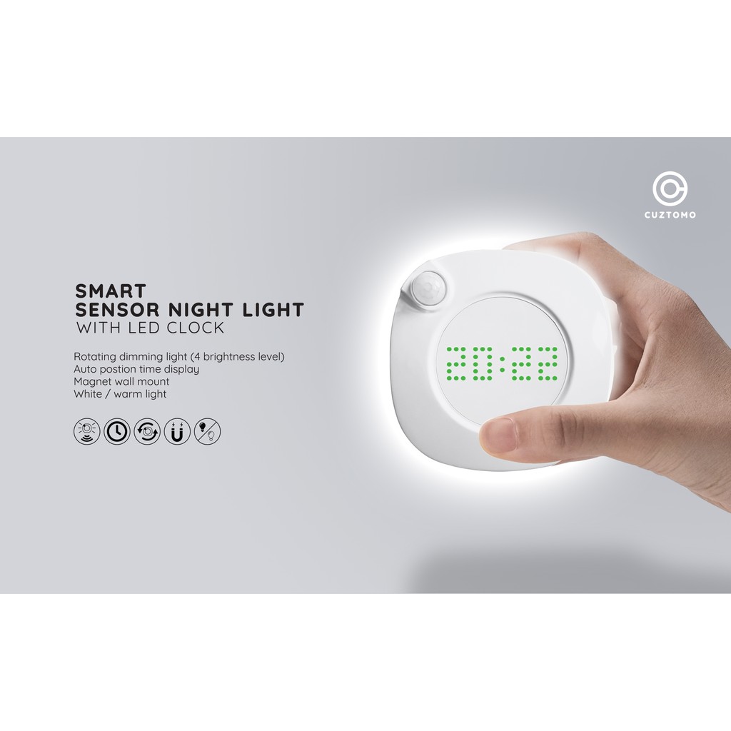 SMART SENSOR NIGHT LIGHT WITH LED CLOCK - นาฬิกา-โคมไฟเซ็นเซอร์อัจฉริยะ ...