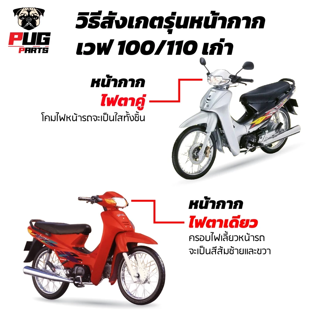 PUGParts ชุดสีเวฟ100 ตัวเก่า 13 ชิ้น ไฟตาคู่ รูปที่ 2