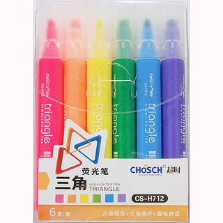 ปากกาไฮไลท์ 6 สี Chosch No.CS-H712 ปากกาเน้นข้อความ ด้ามสามเหลี่ยม จัมโบ้