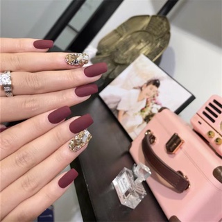 เช็ครีวิวสินค้าร้านไทย เล็บปลอม 24ชิ้น ฟรีตะไบเล็บ+กาว【แบบยาว part2】พร้อมส่งจากไทย High Class PVC Fake nails_mama studio