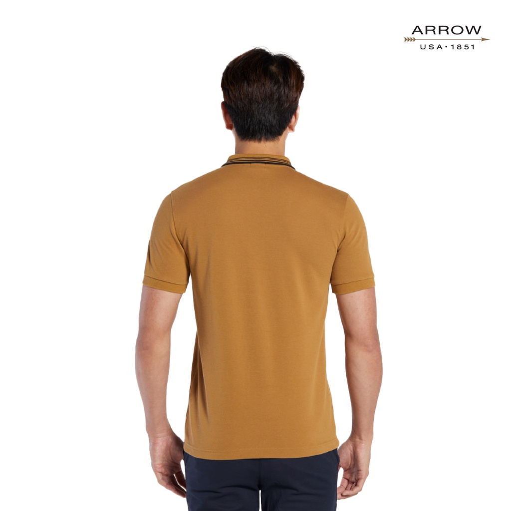arrow-polo-shirt-dry-tech-ทรง-smart-fit-pique-สีน้ำตาล-mpbm811w2crlw