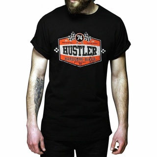tshirtเสื้อยืดคอกลมฤดูร้อนเสื้อยืดแขนสั้น พิมพ์ลาย Hustler Hardcore Biker สีดํา สําหรับผู้ชาย Hst-590Sto4XL