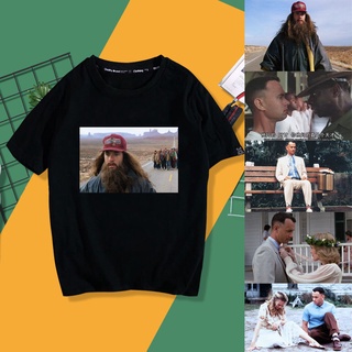 เสื้อยืดโอเวอร์ไซส์คิดถึงภาพยนตร์ Forrest Gump รอบ ๆ Forrest Gump เสื้อยืดแขนสั้นชาย Tom Hanks เสื้อผ้าเห็นอกเห็นใจS-4XL